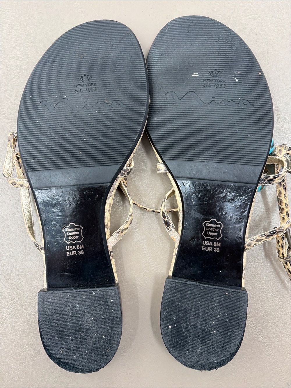 Nina Women's Delphi Sandal T-Strap Sandal with Turquoise Bead Accents Size 8 - Picture 10 of 12